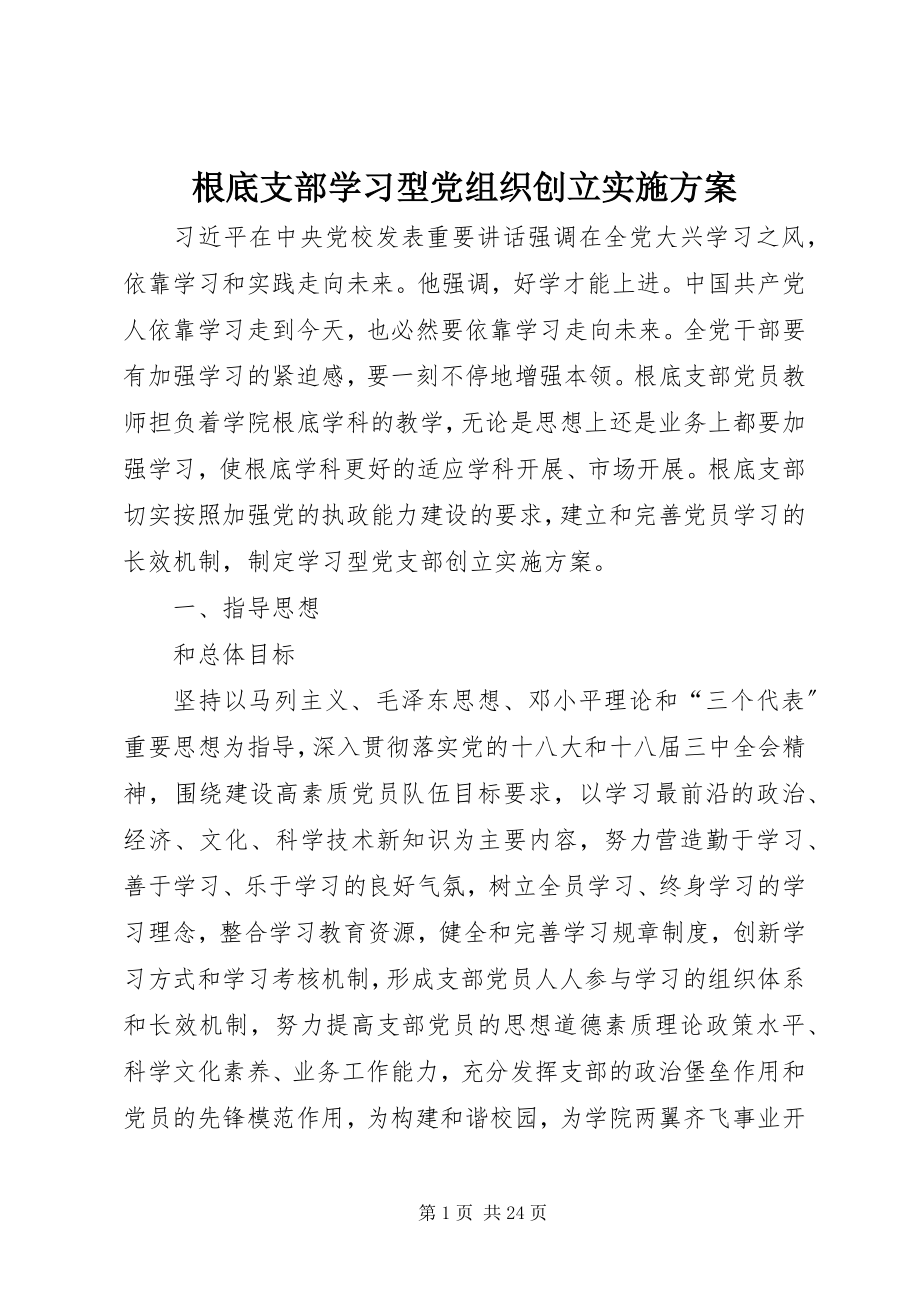 2023年基础支部学习型党组织创建实施方案.docx_第1页