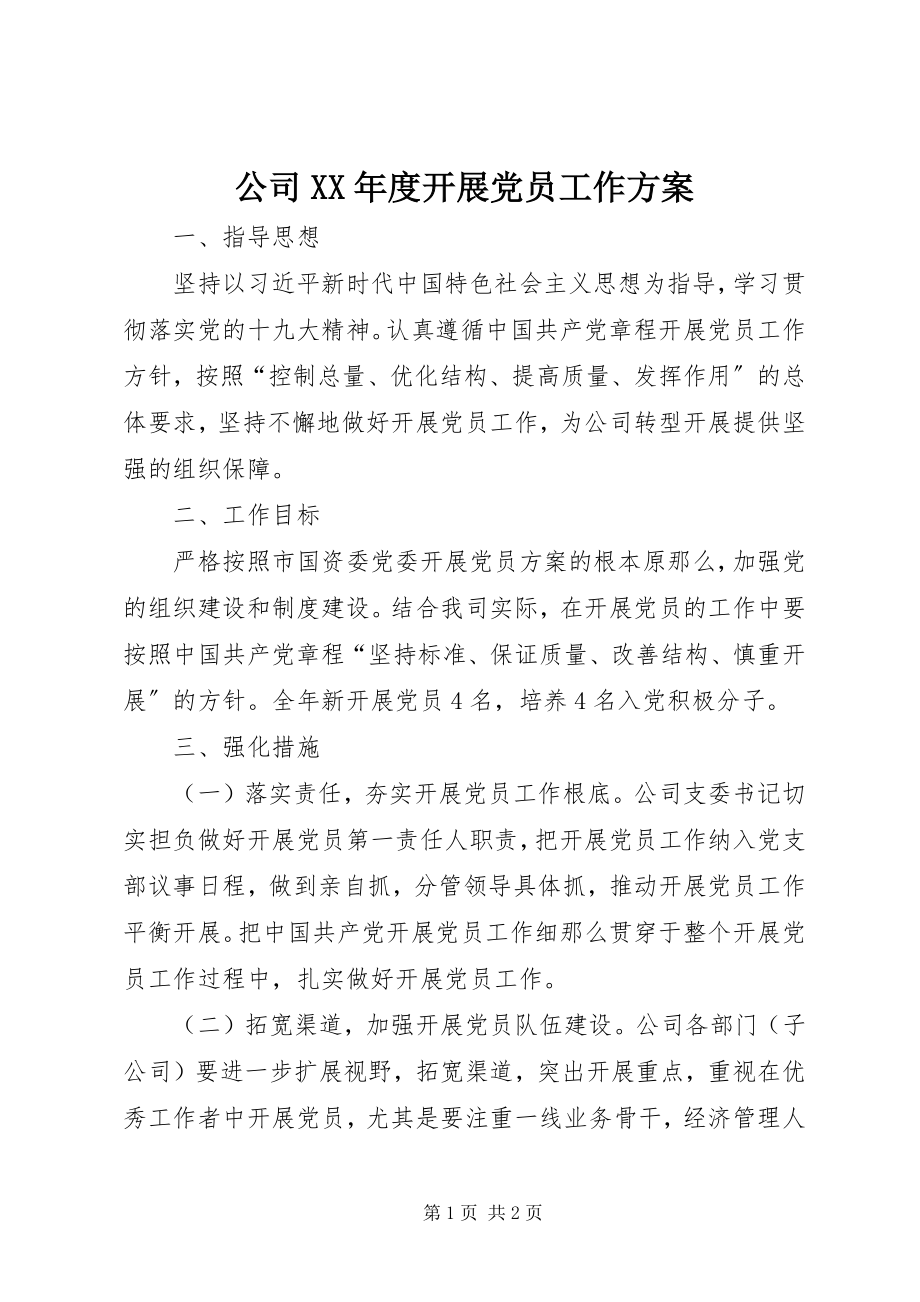 2023年公司某年度发展党员工作计划.docx_第1页