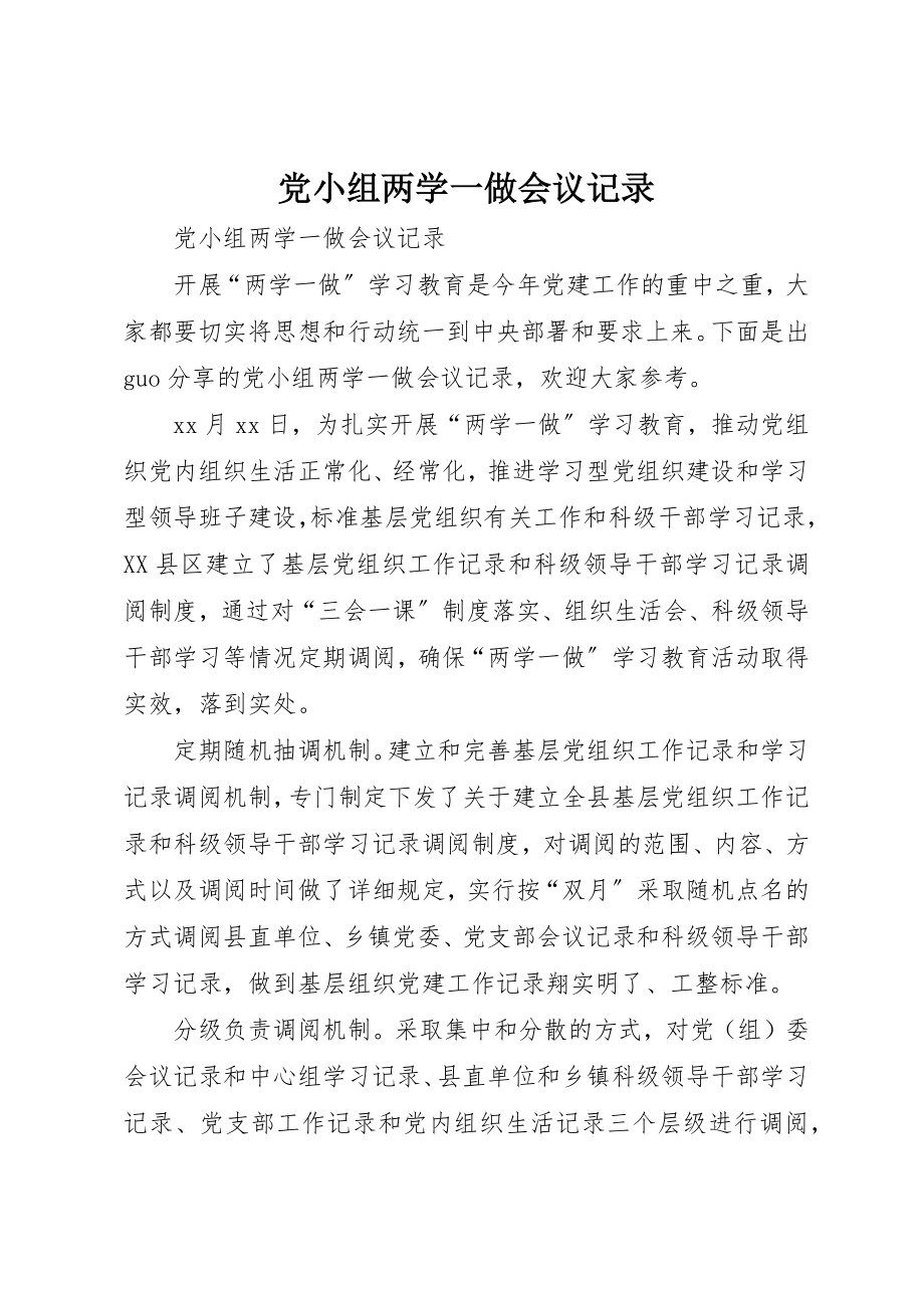 2023年党小组两学一做会议记录.docx_第1页