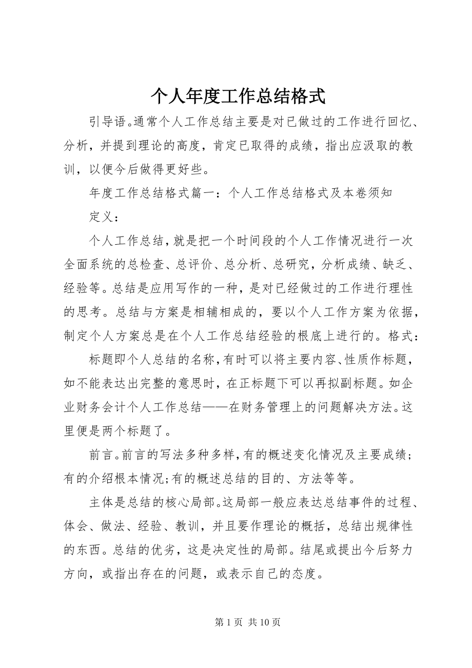 2023年个人年度工作总结格式.docx_第1页