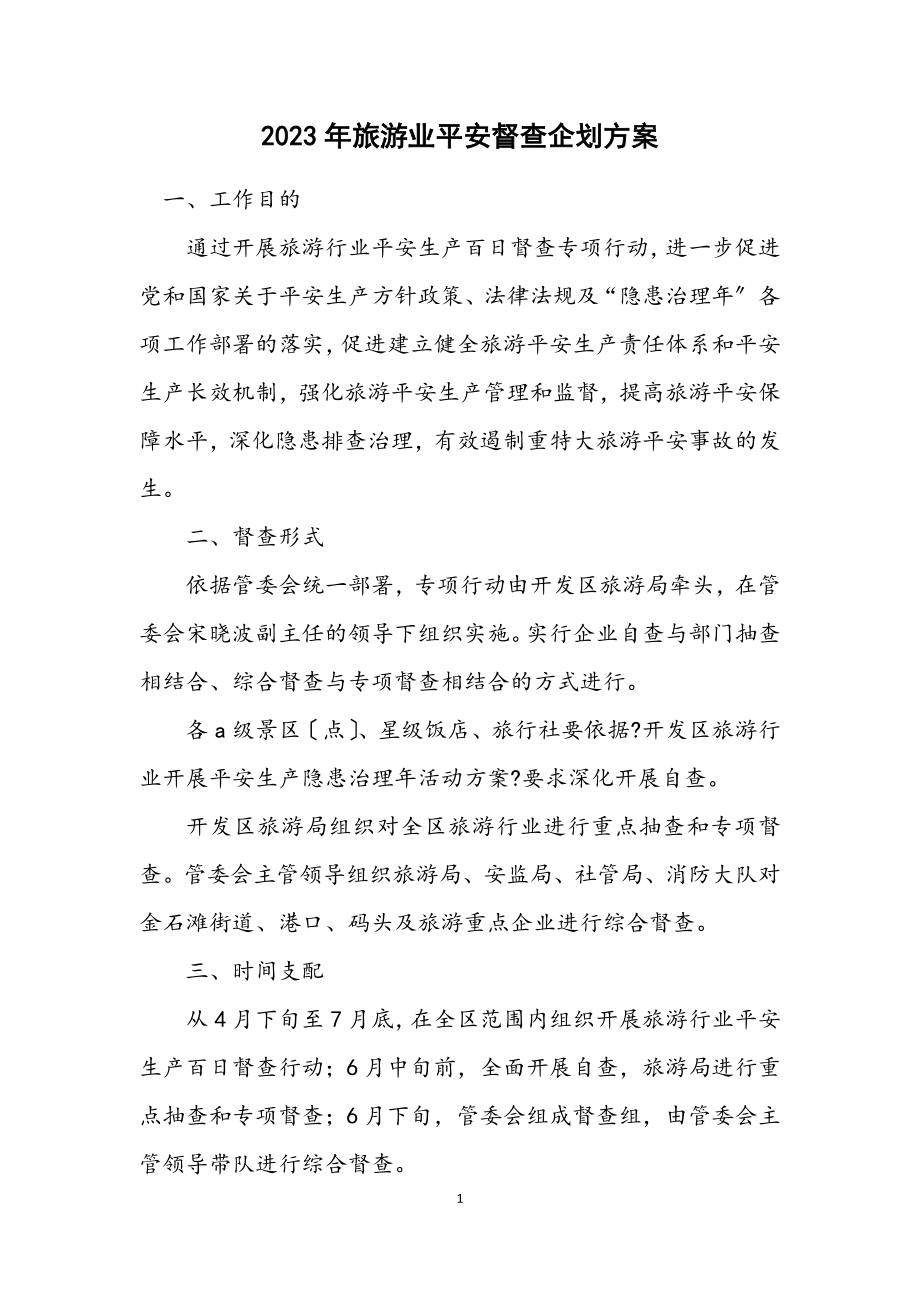 2023年旅游业安全督查企划方案.docx_第1页