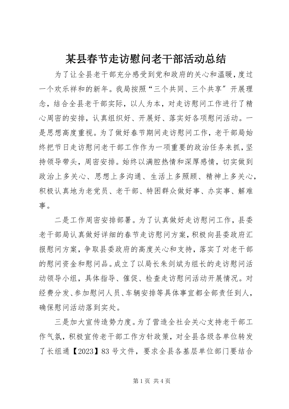 2023年xx县春节走访慰问老干部活动总结.docx_第1页