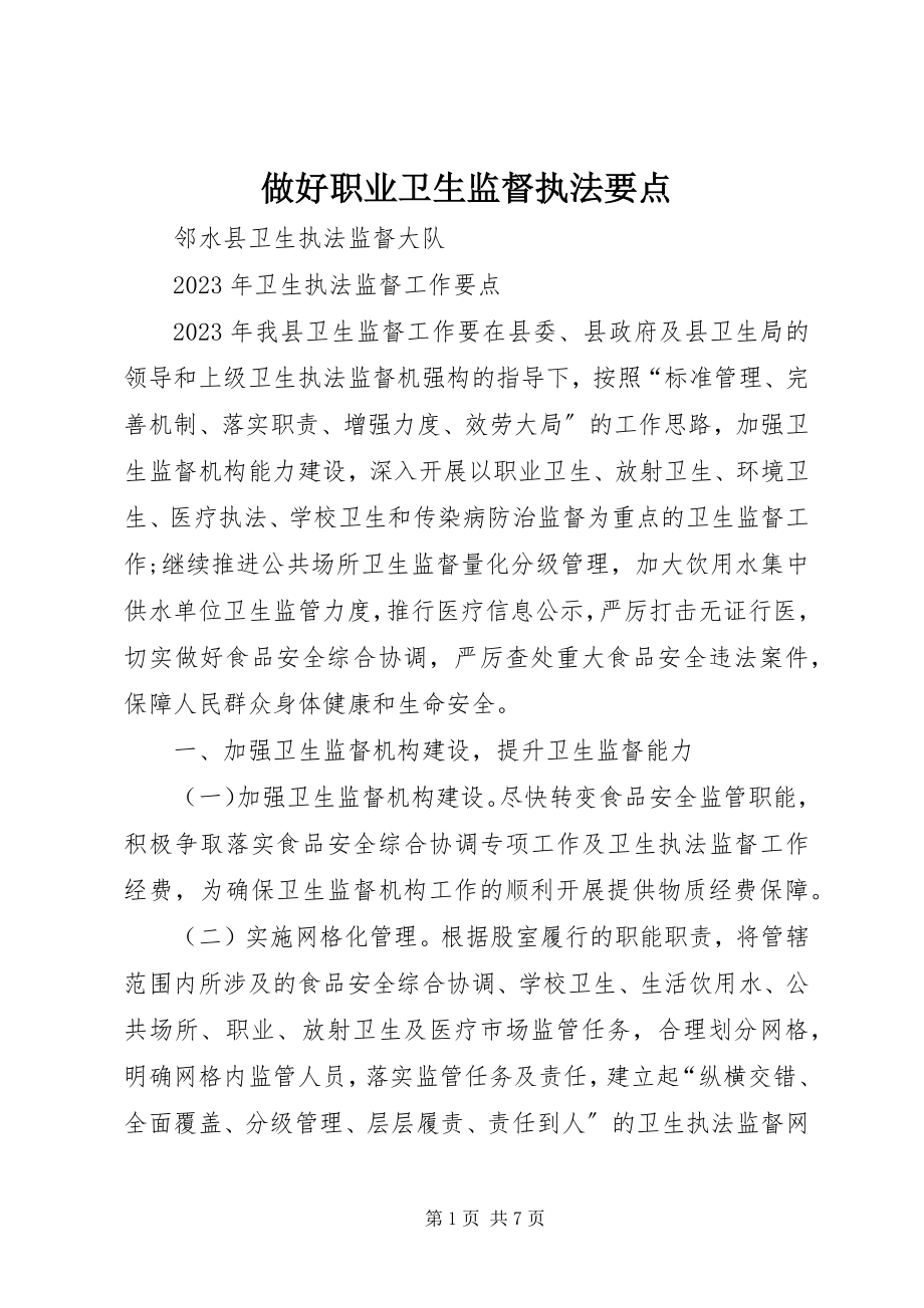 2023年做好职业卫生监督执法要点.docx_第1页