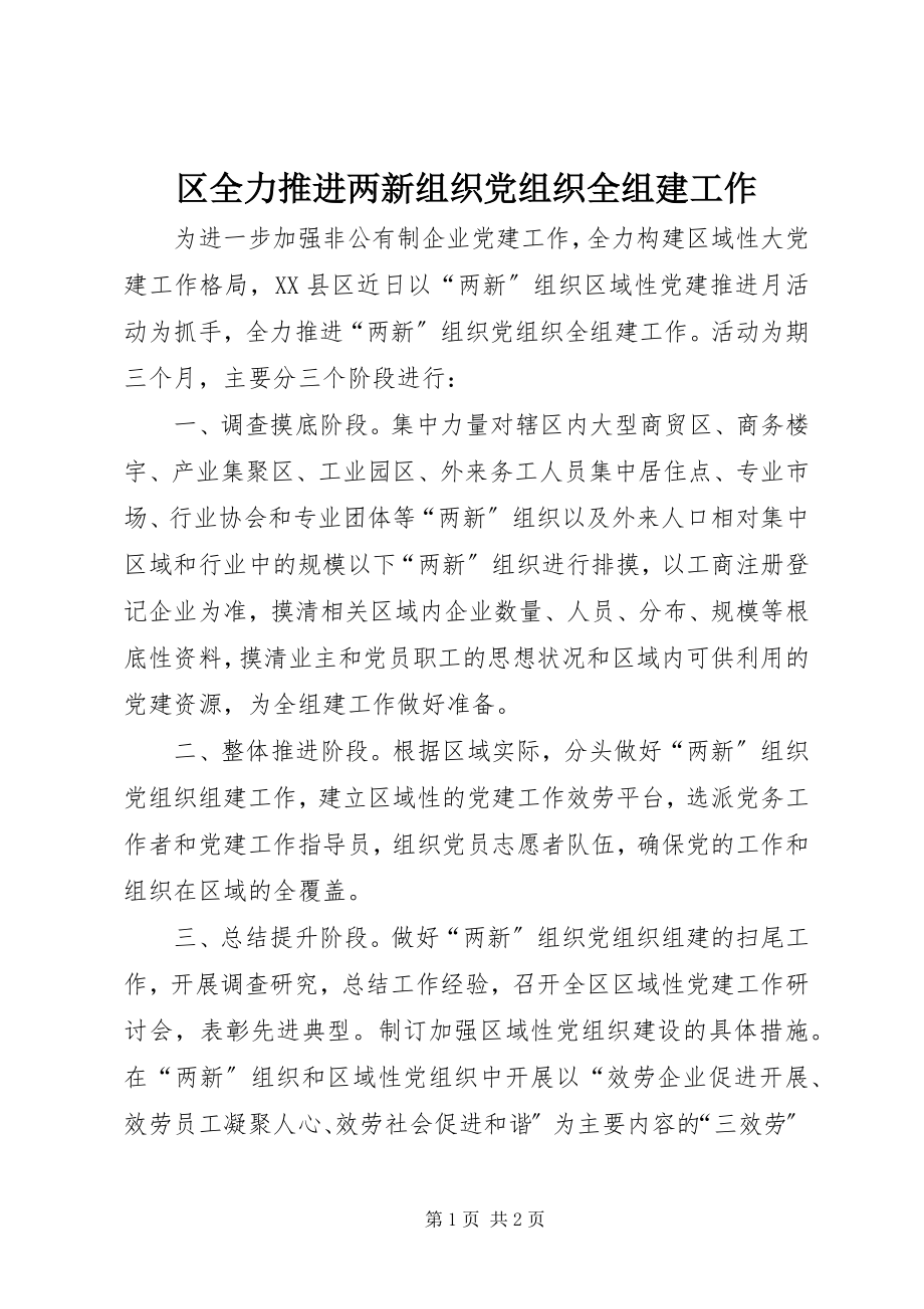 2023年区全力推进两新组织党组织全组建工作.docx_第1页