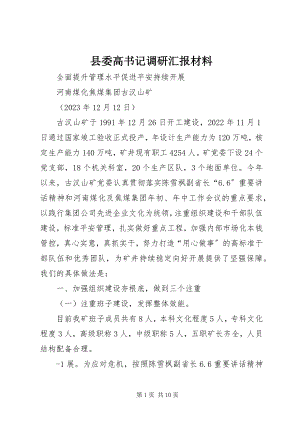 2023年县委高书记调研汇报材料.docx