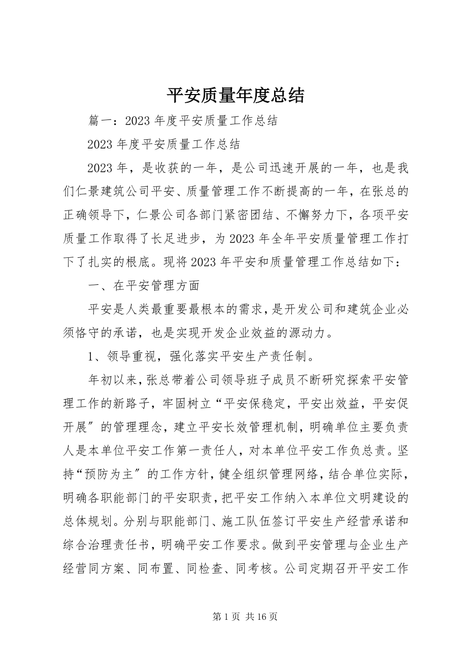 2023年安全质量年度总结新编.docx_第1页