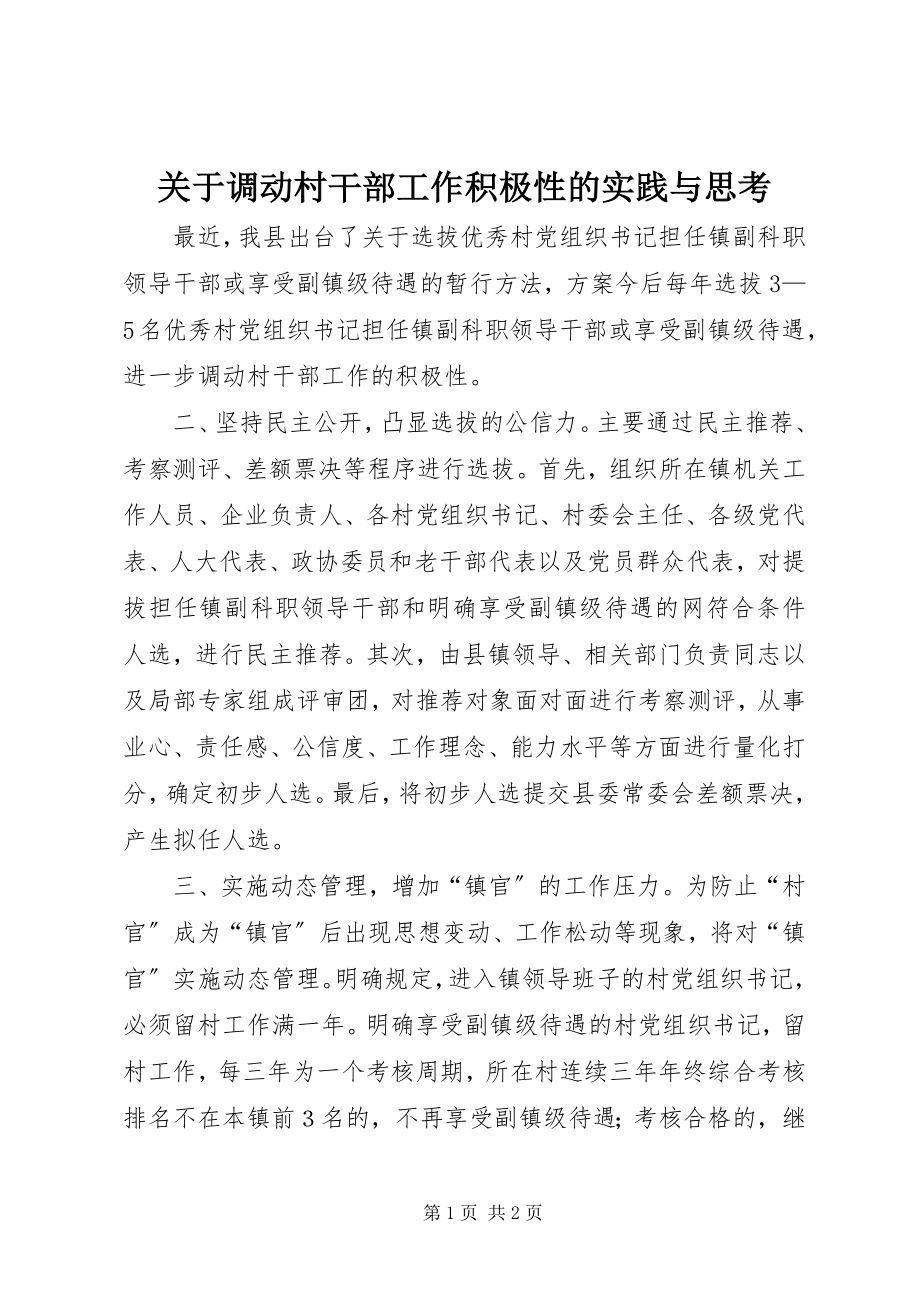 2023年调动村干部工作积极性的实践与思考.docx_第1页