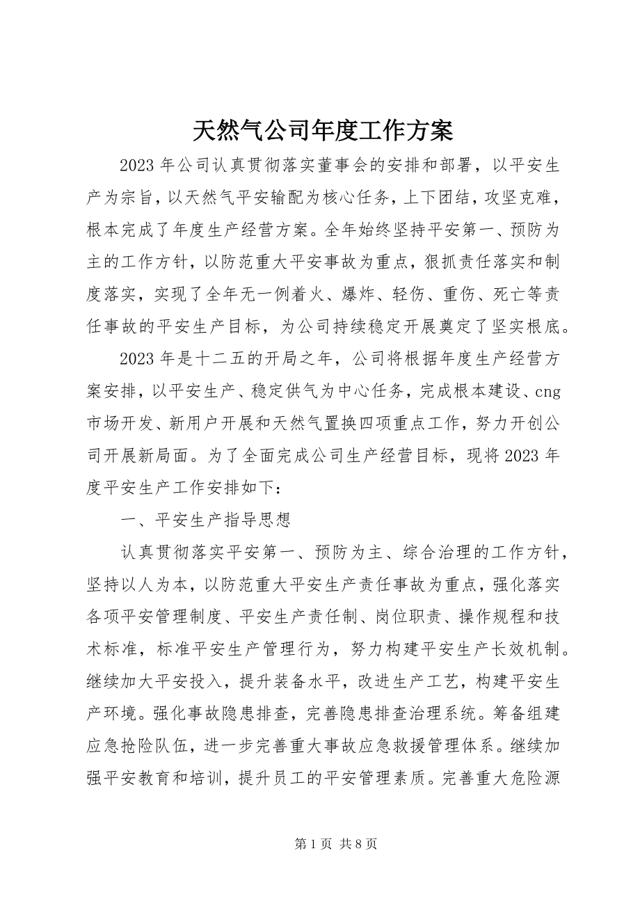 2023年天然气公司年度工作计划.docx_第1页