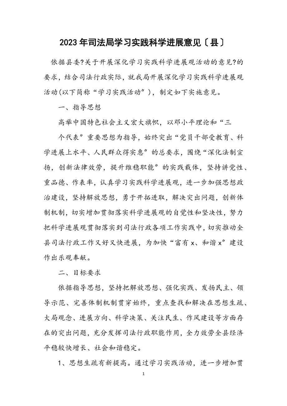 2023年司法局学习实践科学发展意见（县）.docx_第1页