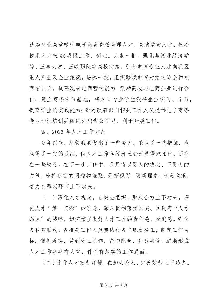 2023年商旅局人才工作总结及明年人才工作计划.docx_第3页