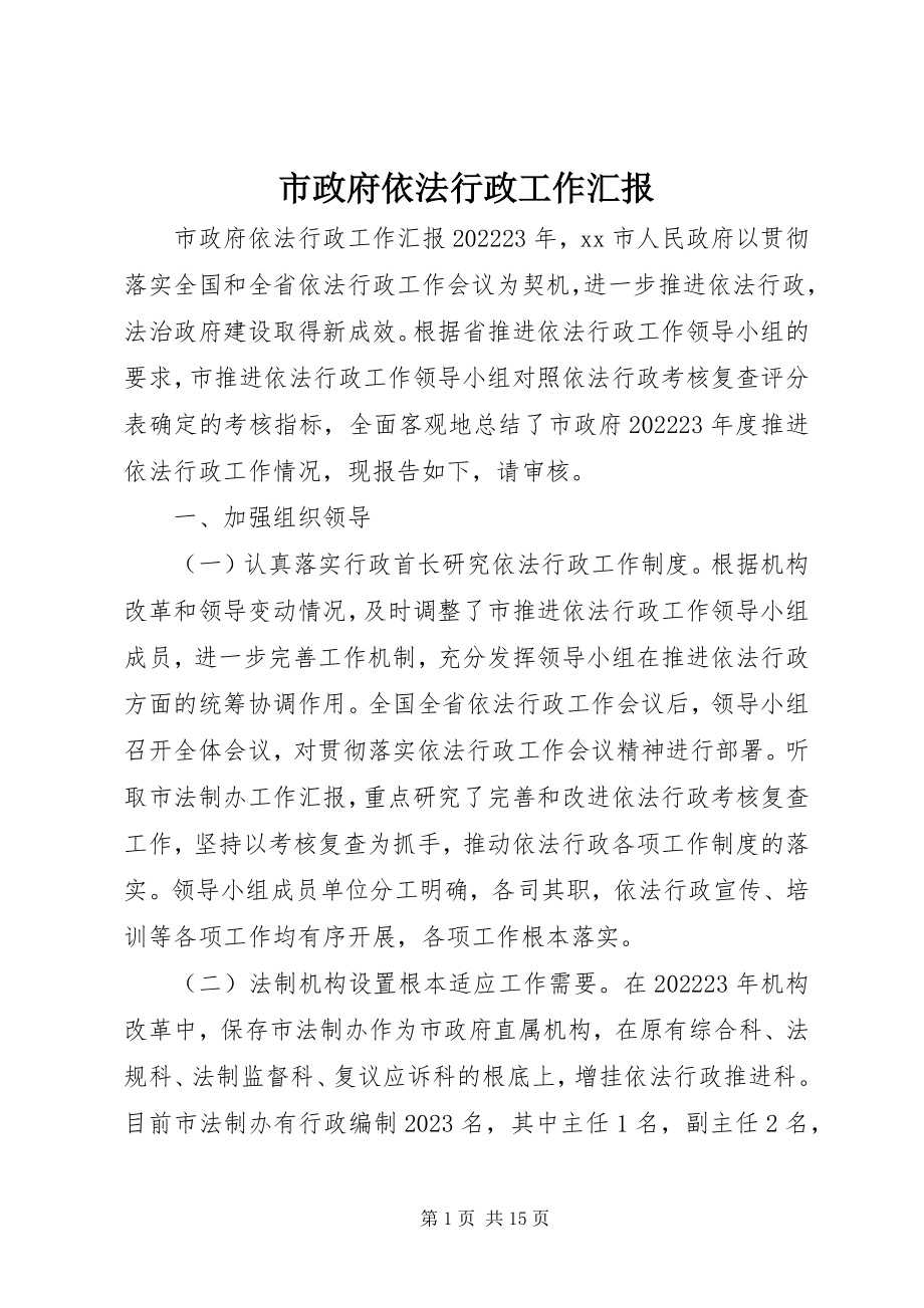 2023年市政府依法行政工作汇报.docx_第1页