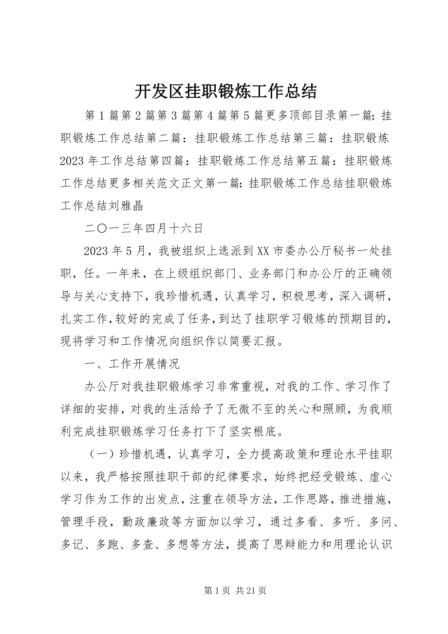 2023年开发区挂职锻炼工作总结.docx_第1页