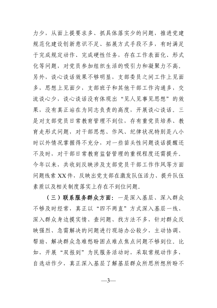 纪委监委：党支部班子党史学习教育专题组织生活会对照检查材料.docx_第3页