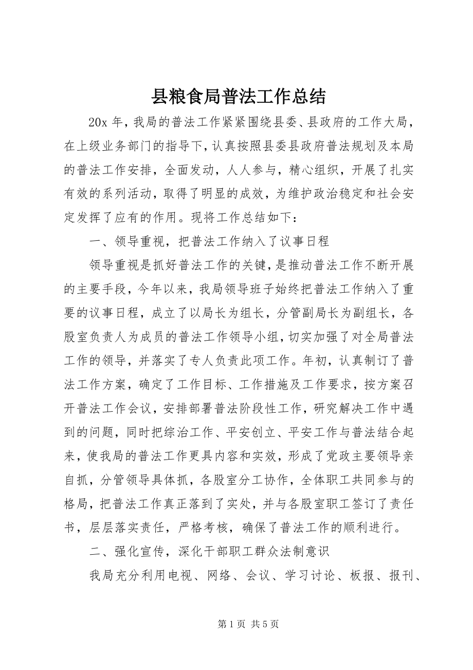 2023年县粮食局普法工作总结.docx_第1页