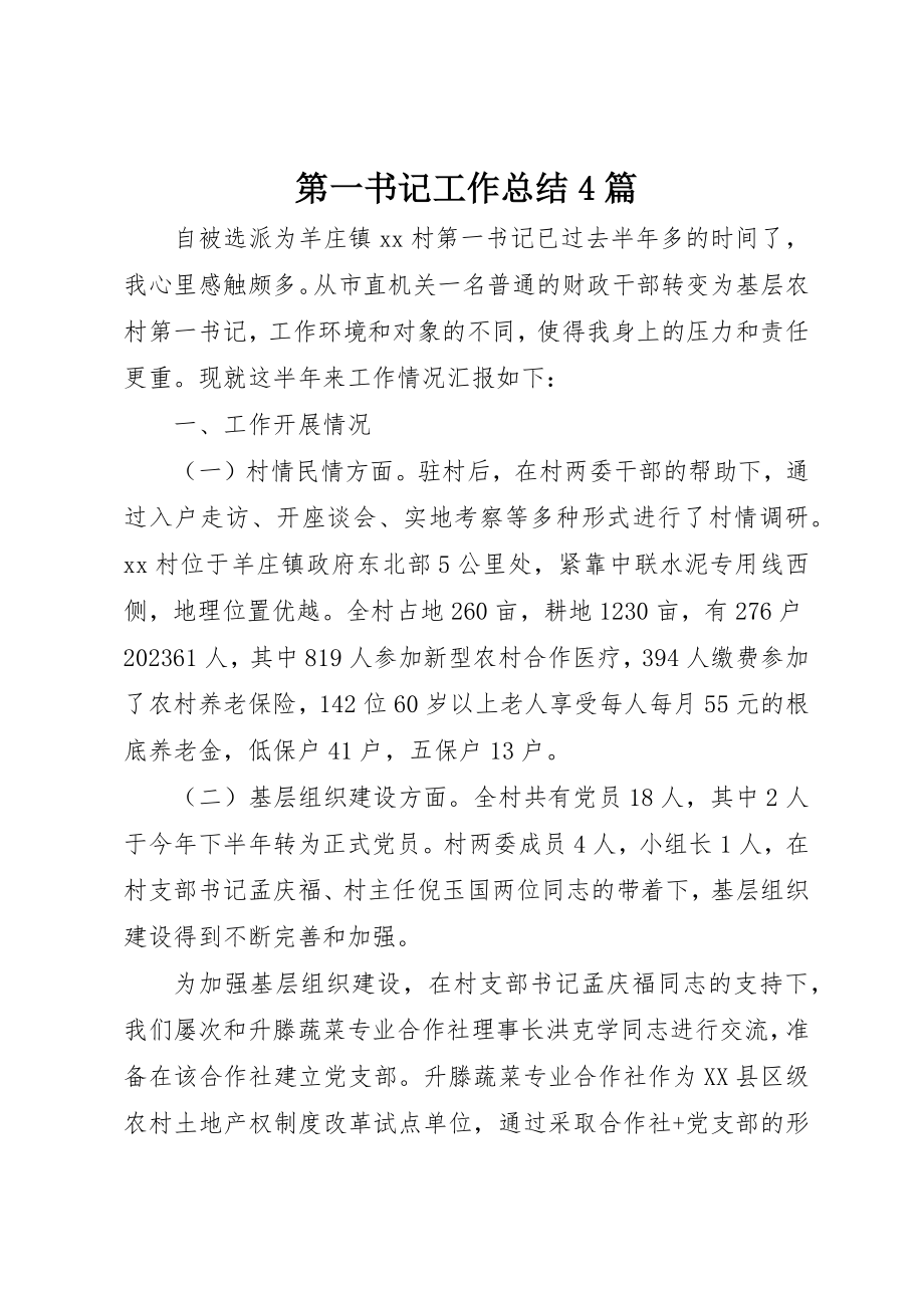 2023年第一书记工作总结4篇新编.docx_第1页