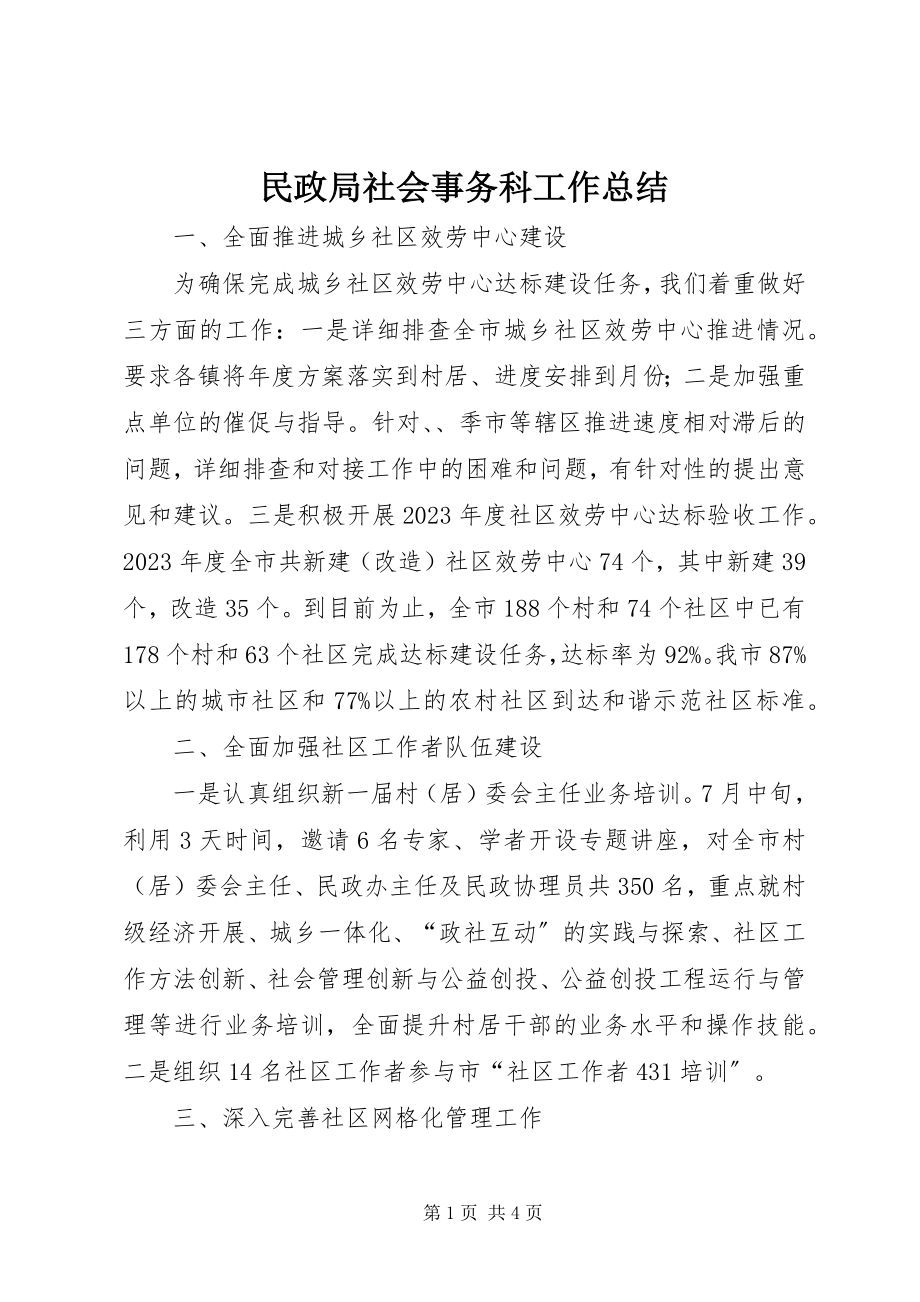 2023年民政局社会事务科工作总结.docx_第1页