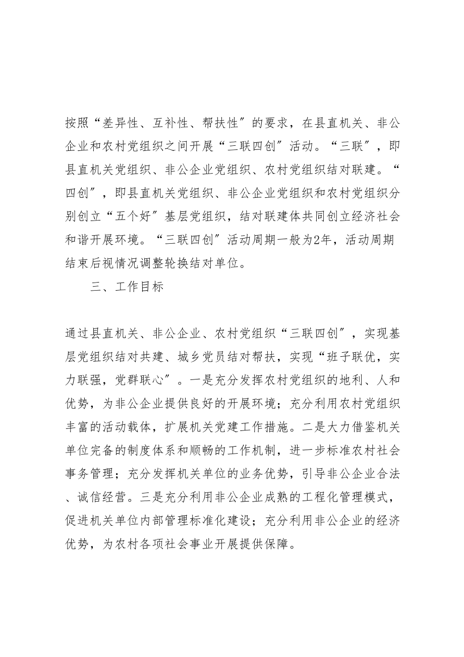 2023年在县直机关非公企业农村党组织中开展三联四创活动实施方案.doc_第2页