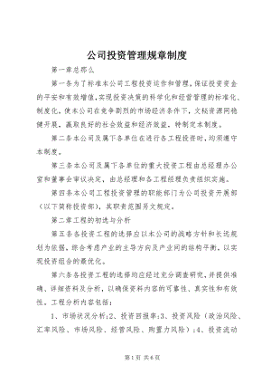 2023年公司投资管理规章制度.docx