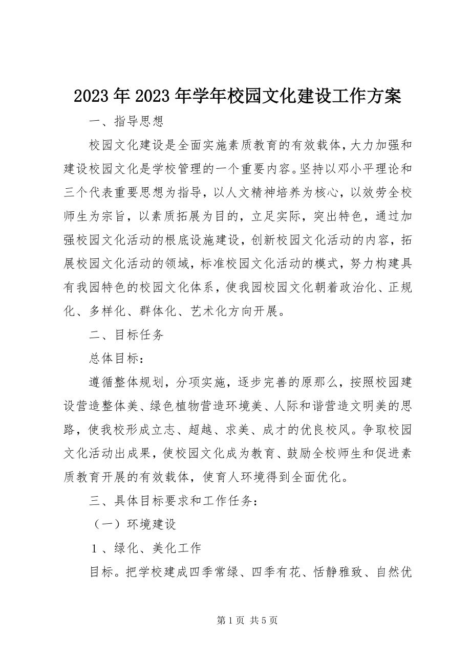 2023年学校园文化建设工作计划.docx_第1页