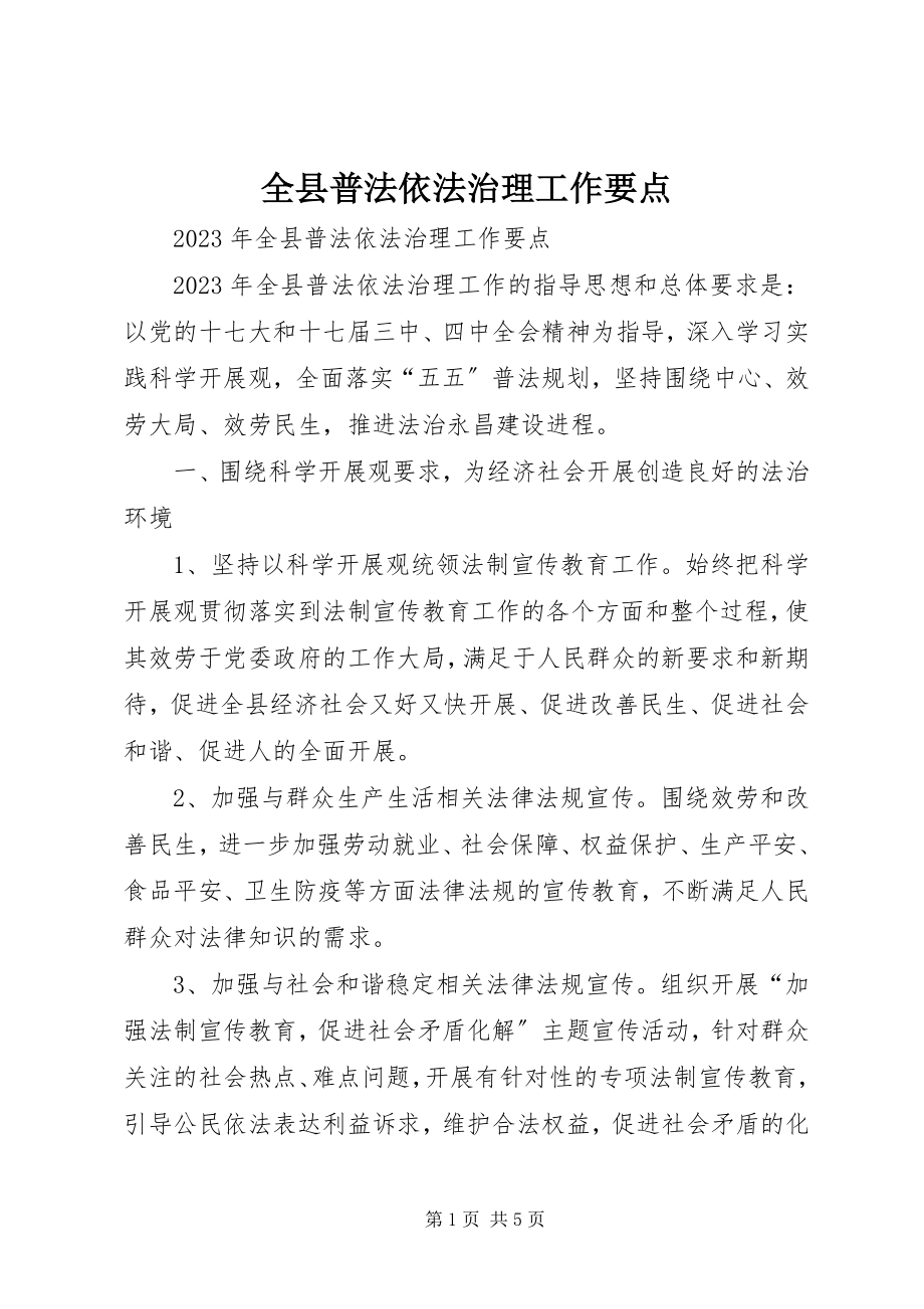 2023年全县普法依法治理工作要点.docx_第1页