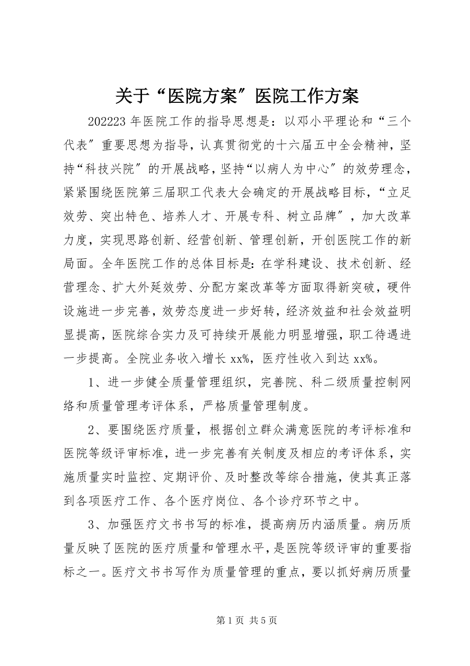 2023年“医院计划”医院工作计划.docx_第1页