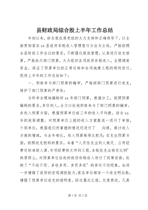 2023年县财政局综合股上半年工作总结.docx