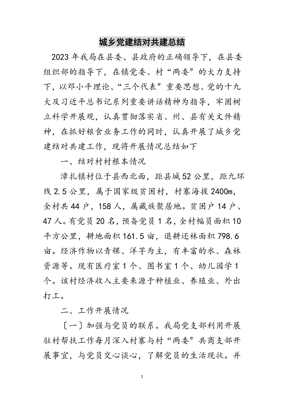 2023年城乡党建结对共建总结范文.doc_第1页