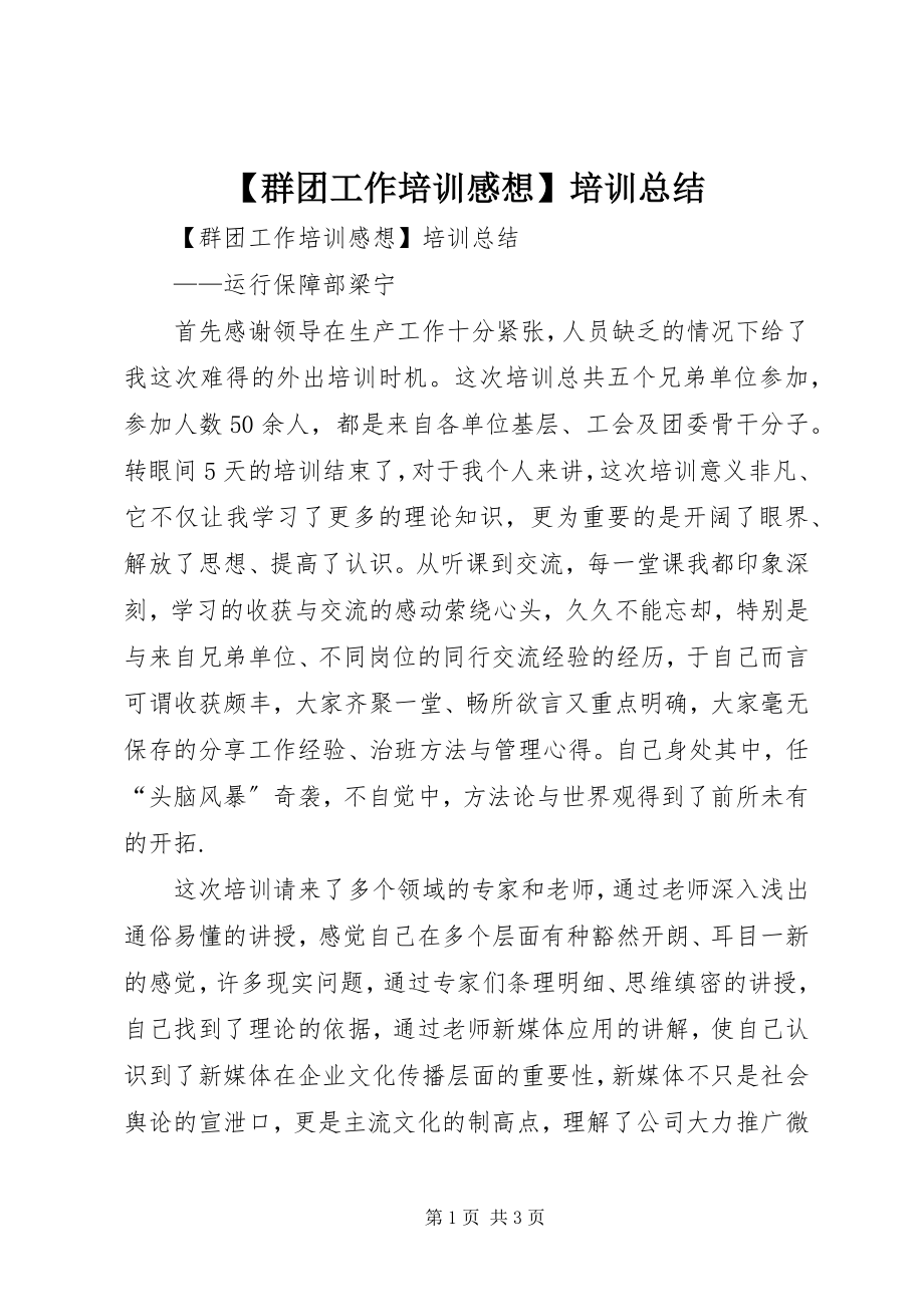 2023年群团工作培训感想培训总结.docx_第1页