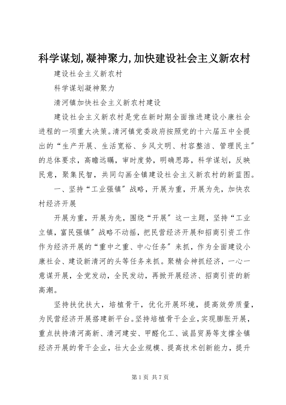 2023年科学谋划凝神聚力加快建设社会主义新农村.docx_第1页