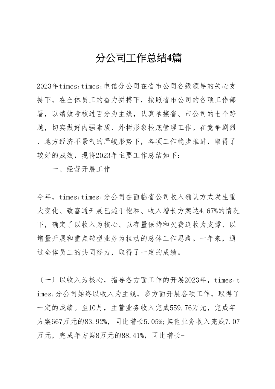 2023年分公司工作总结4篇.doc_第1页