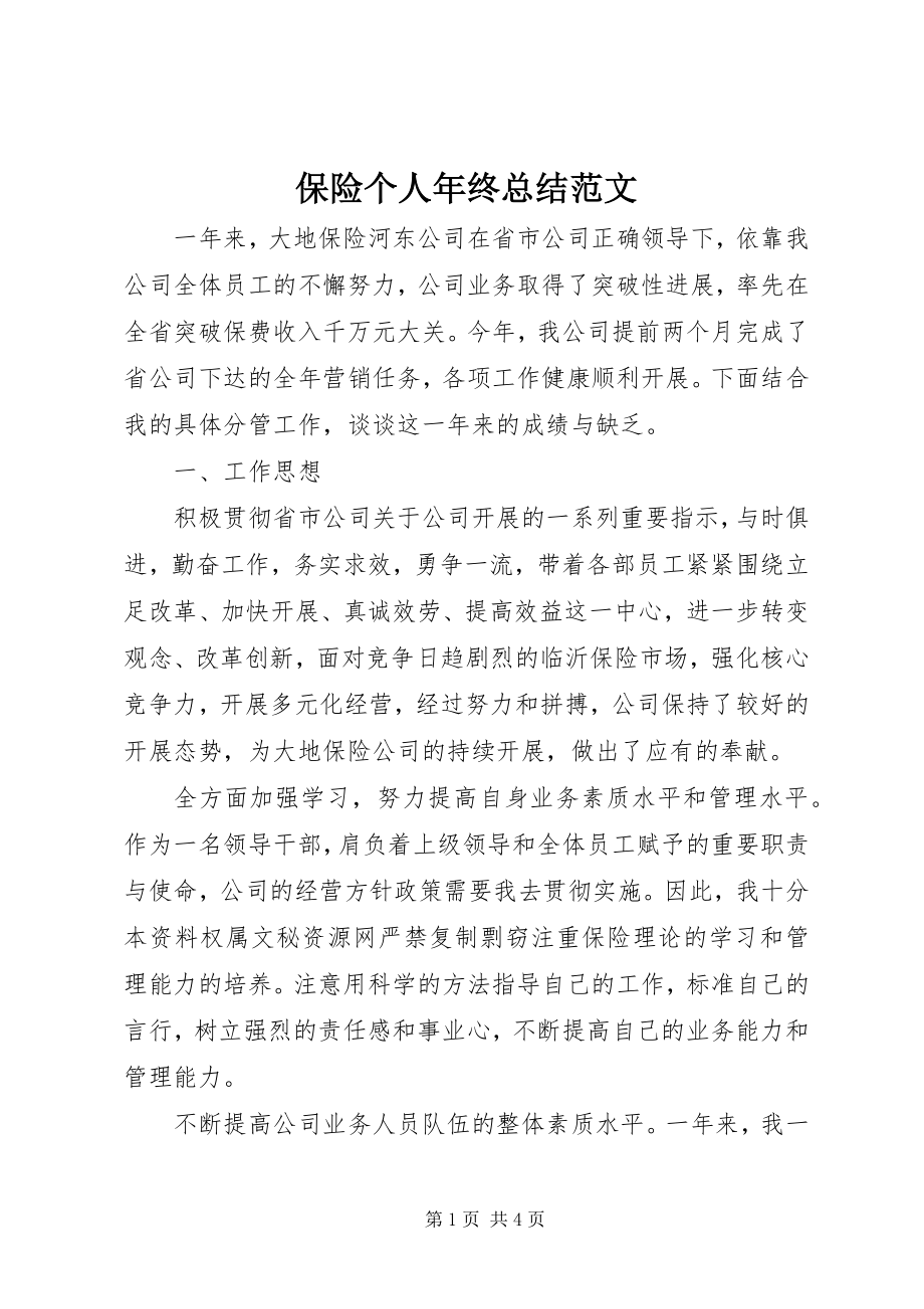 2023年保险个人年终总结2新编.docx_第1页