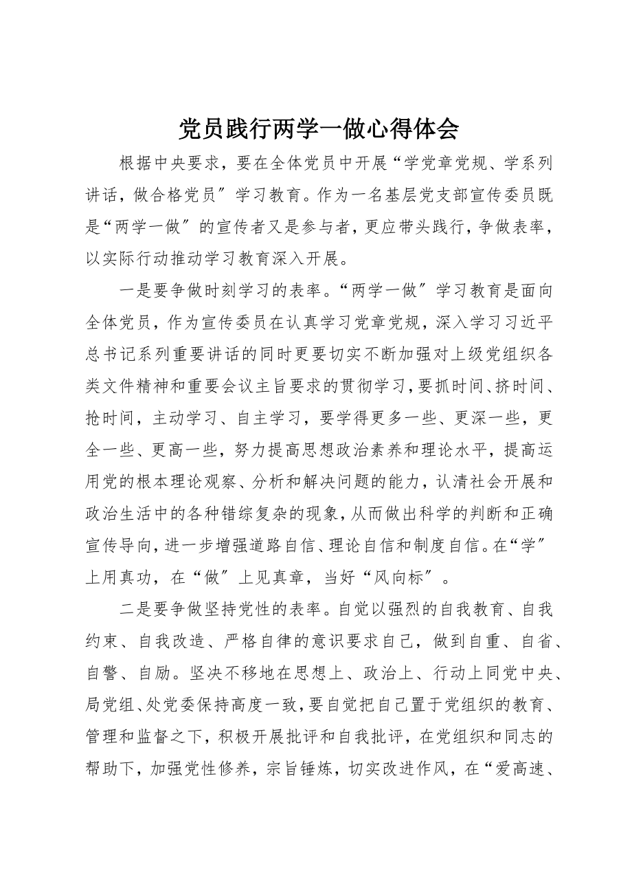 2023年党员践行两学一做心得体会.docx_第1页