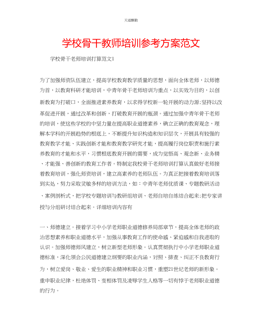 2023年学校骨干教师培训计划.docx_第1页