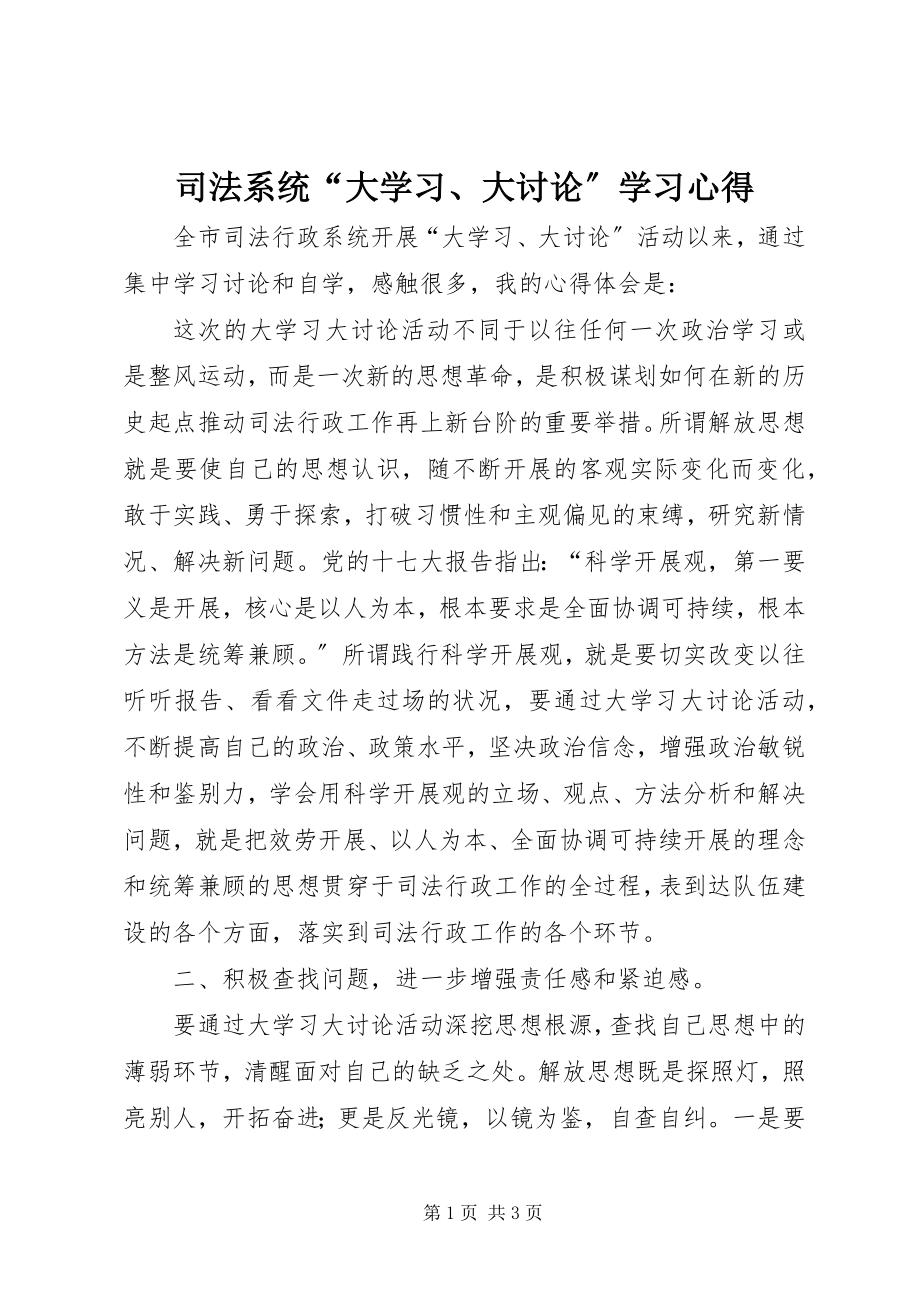 2023年司法系统“大学习大讨论”学习心得.docx_第1页