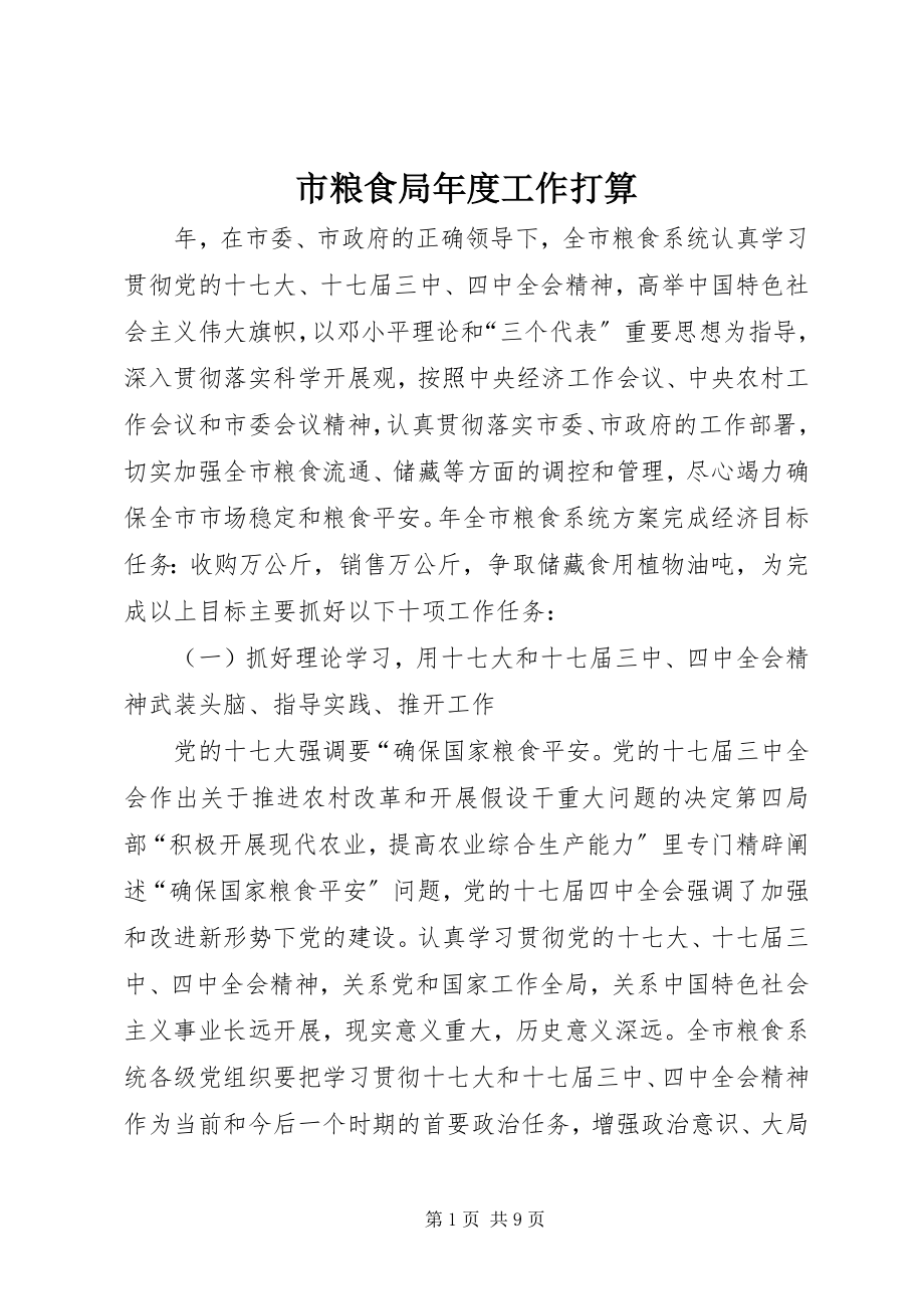 2023年市粮食局年度工作打算.docx_第1页