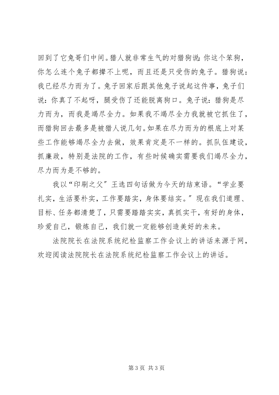 2023年法院院长在法院系统纪检监察工作会议上的致辞.docx_第3页