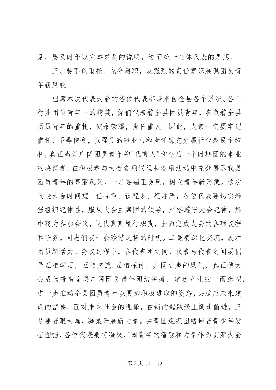 2023年在共青团代表大会预备会议上的致辞.docx_第3页