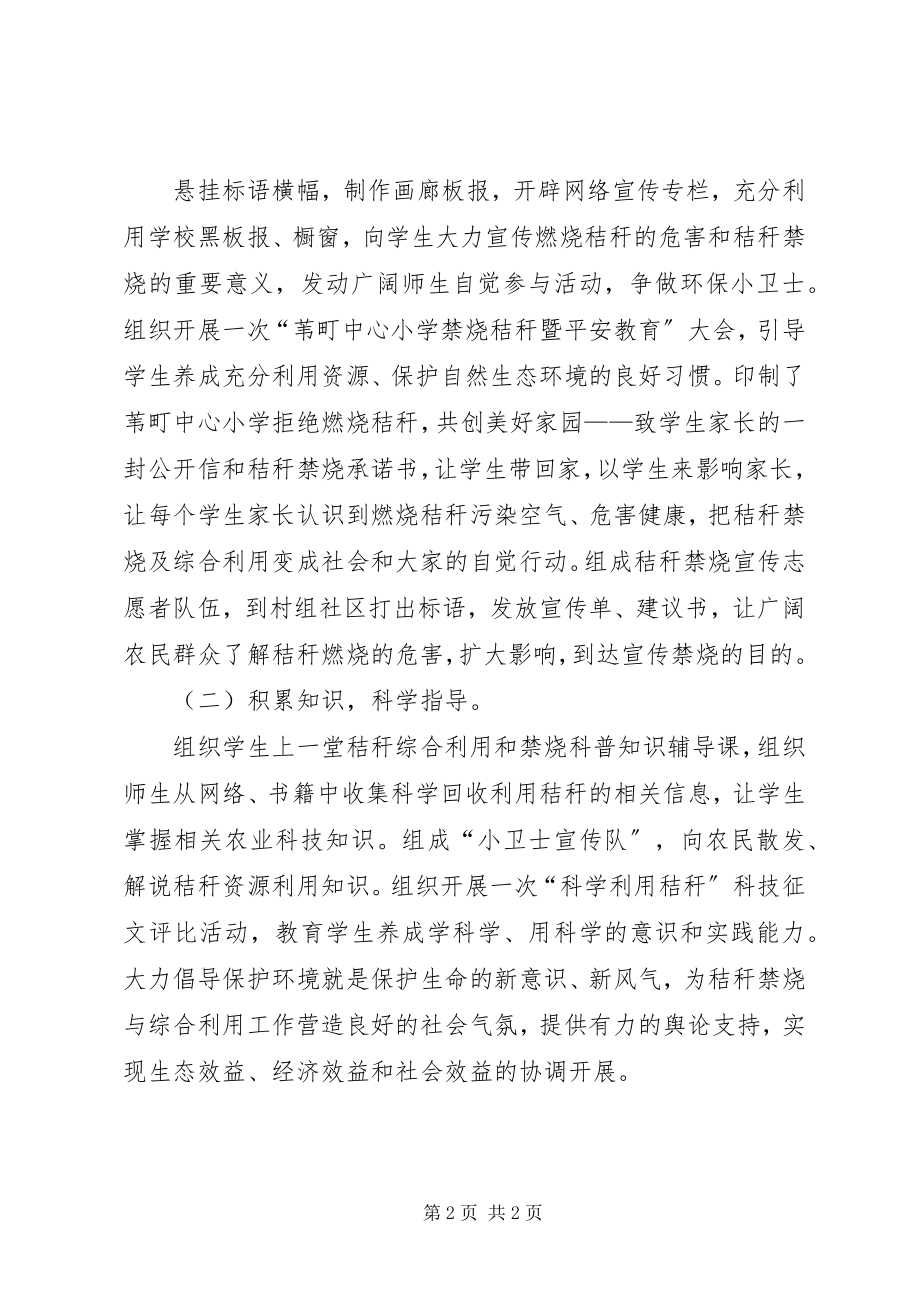 2023年苇町中心小学禁烧秸秆活动方案.docx_第2页