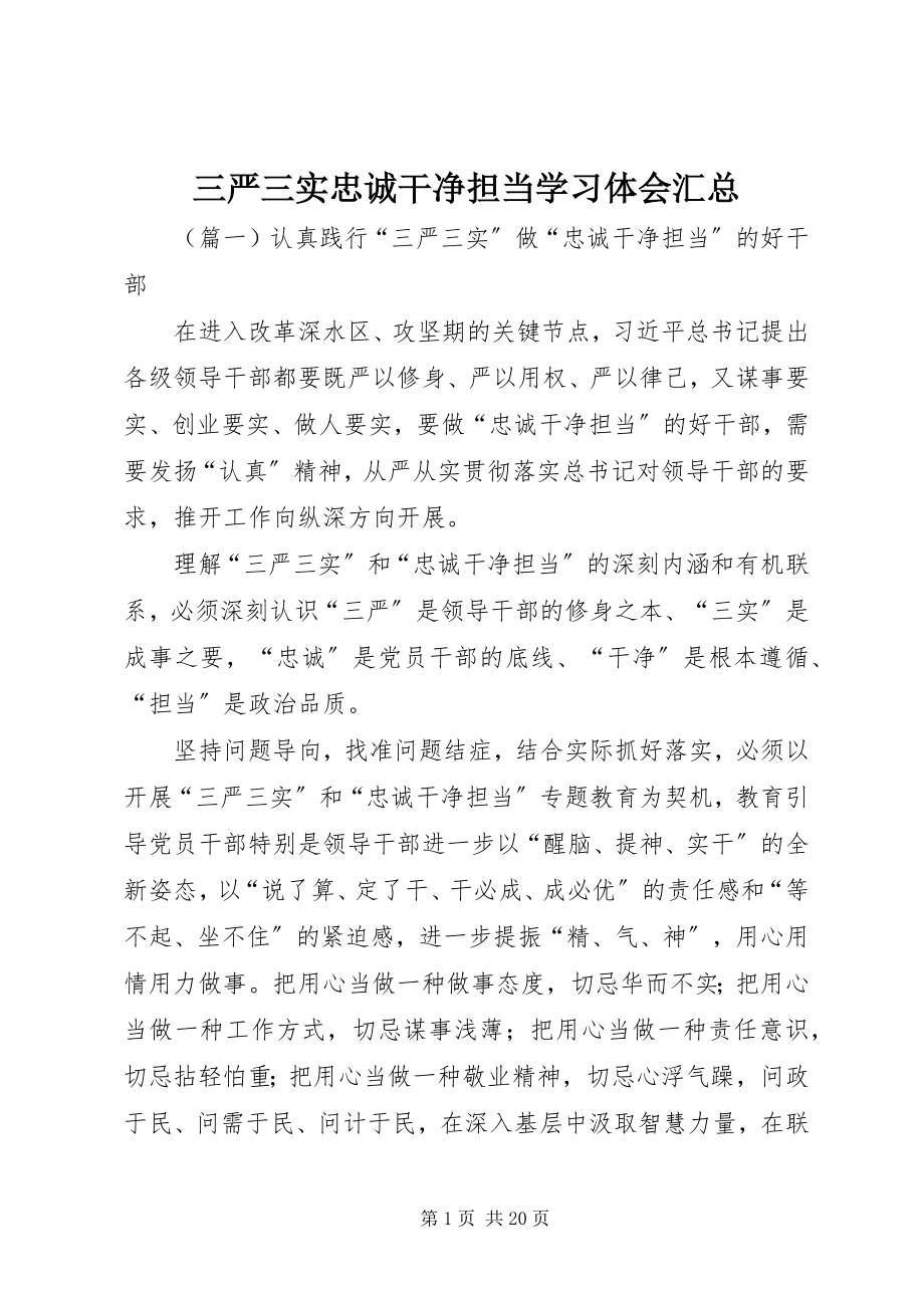 2023年三严三实忠诚干净担当学习体会汇总.docx_第1页