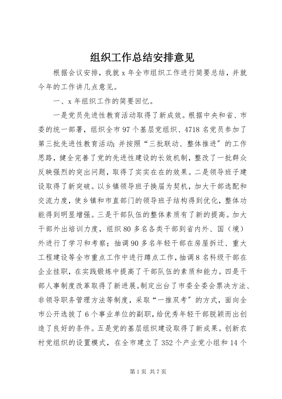 2023年组织工作总结安排意见.docx_第1页