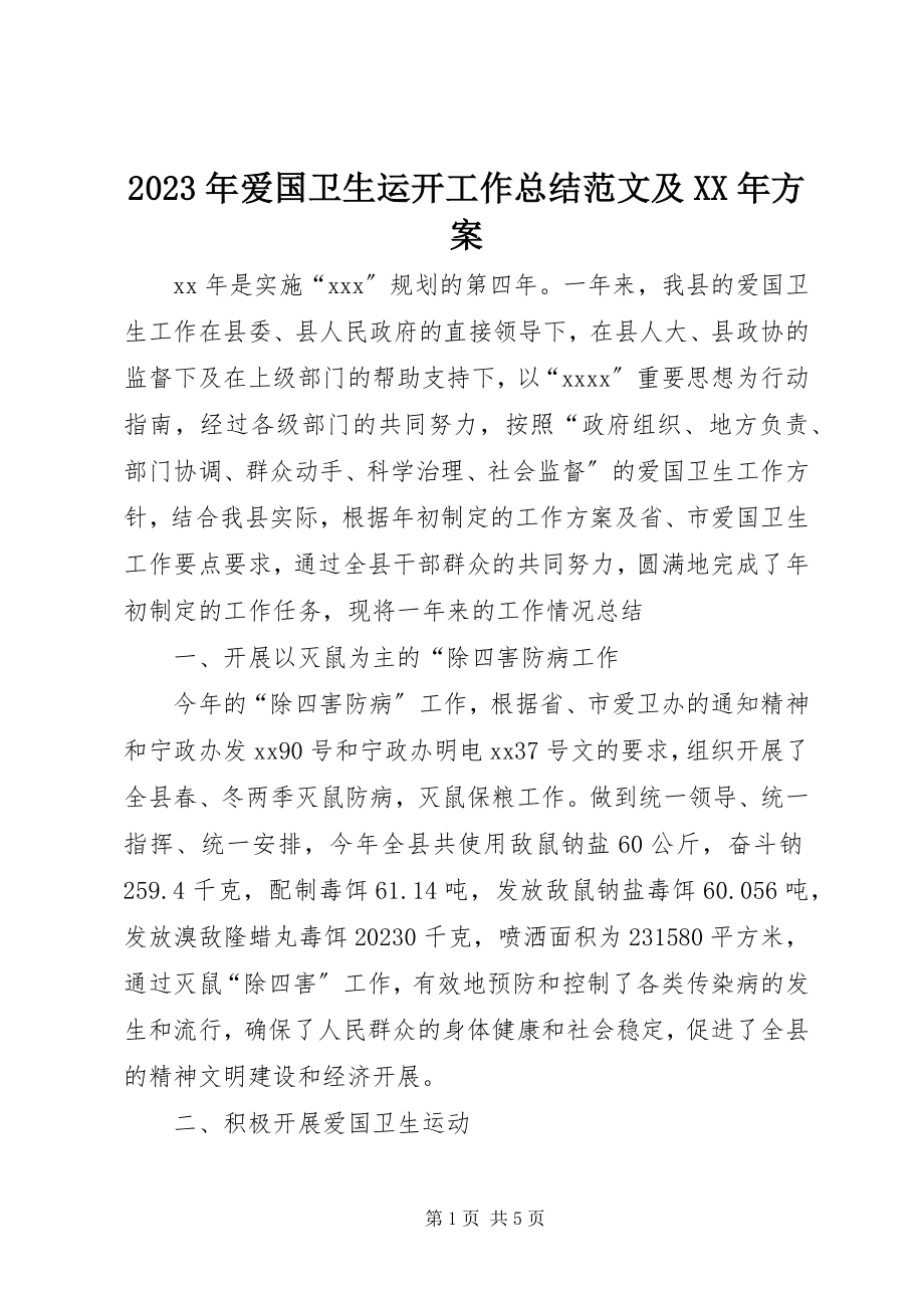 2023年爱国卫生运动工作总结及计划3.docx_第1页