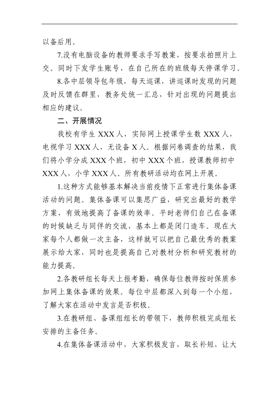 学校：开展网上授课情况总结.docx_第2页