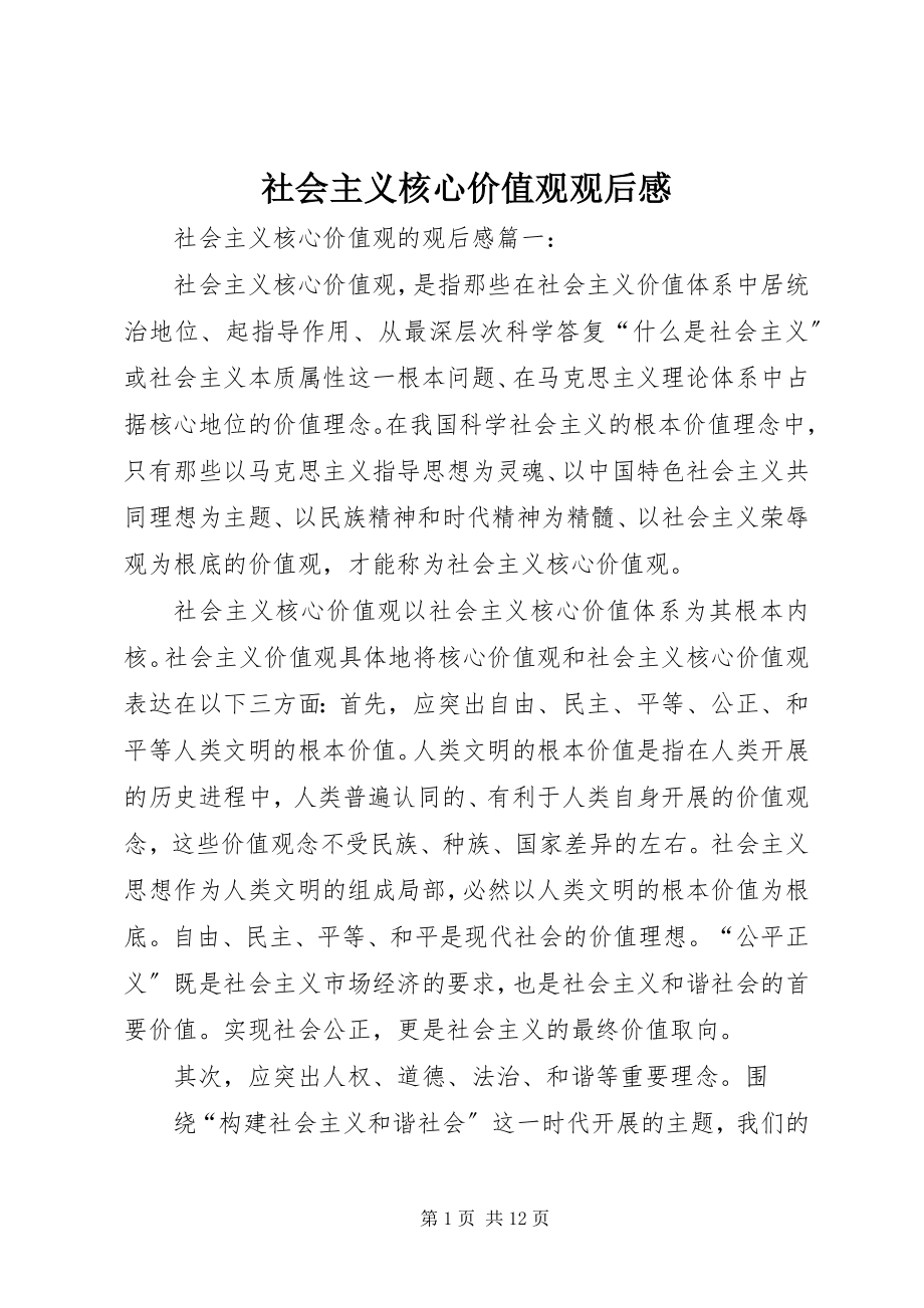 2023年社会主义核心价值观观后感.docx_第1页