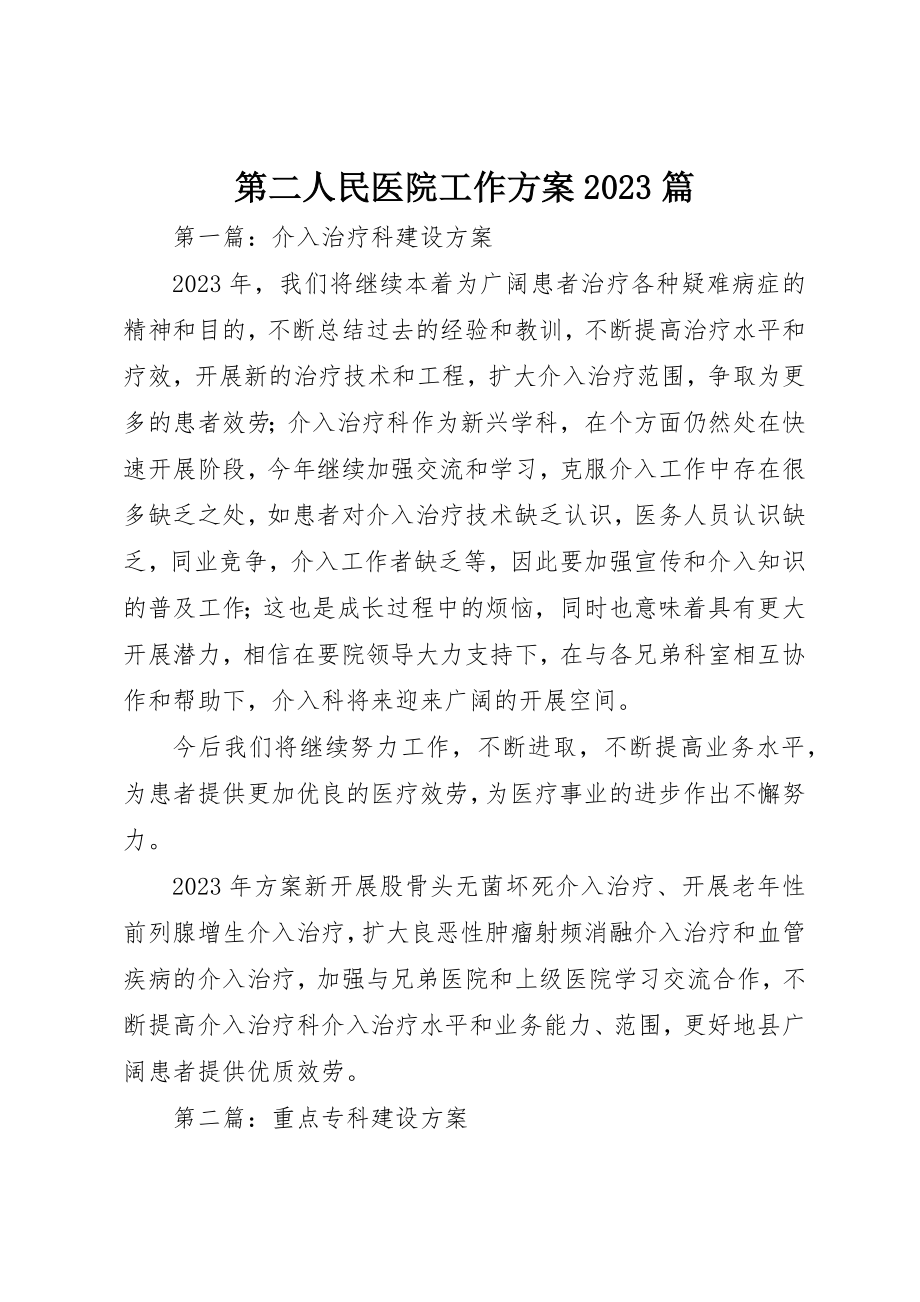 2023年第二人民医院工作计划10篇新编.docx_第1页