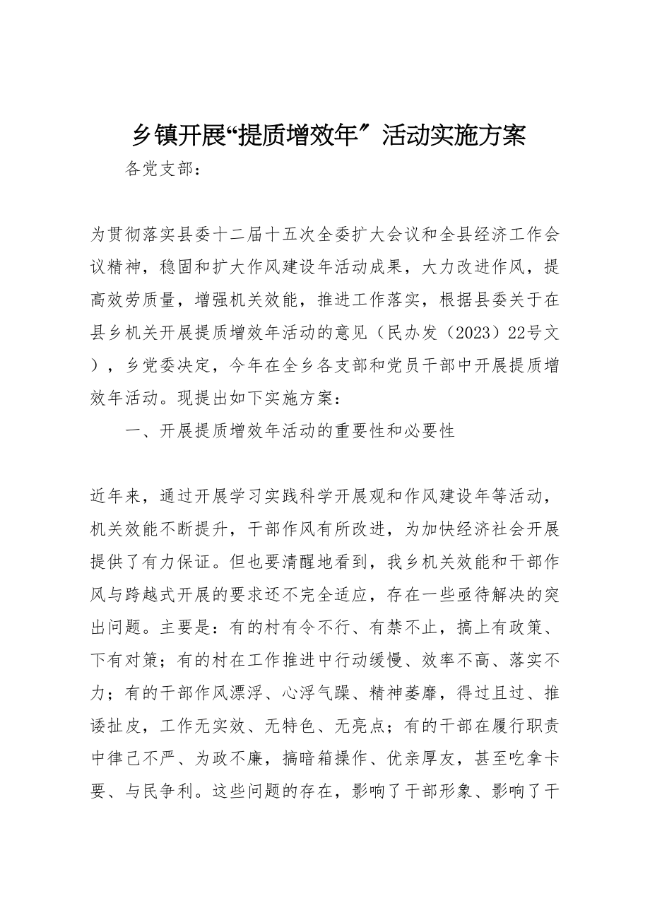 2023年乡镇开展提质增效年活动实施方案.doc_第1页