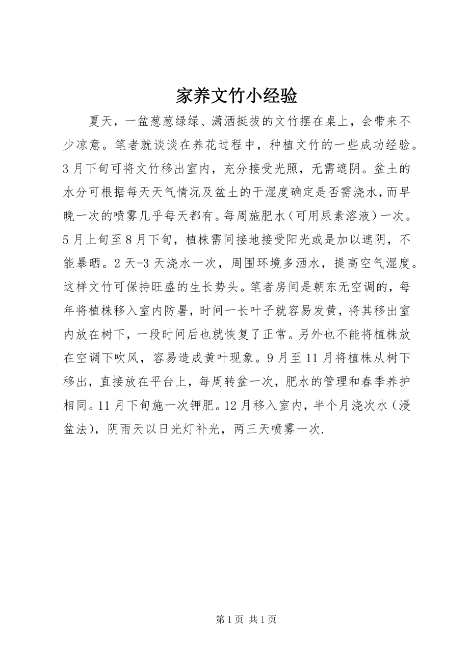 2023年家养文竹小经验.docx_第1页