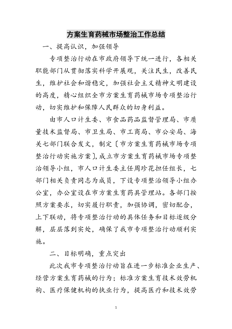 2023年计划生育药械市场整治工作总结范文.doc_第1页