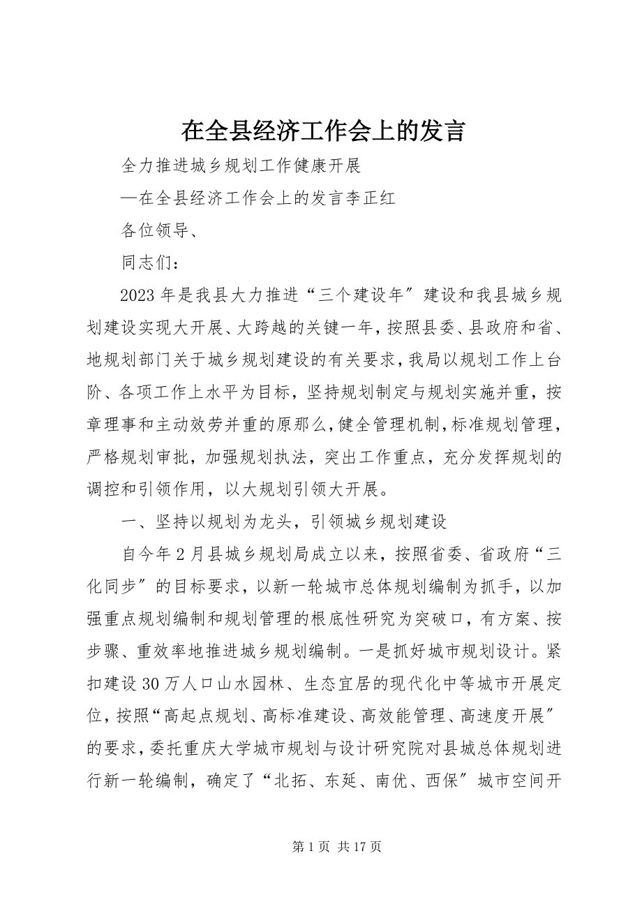 2023年在全县经济工作会上的发言.docx_第1页