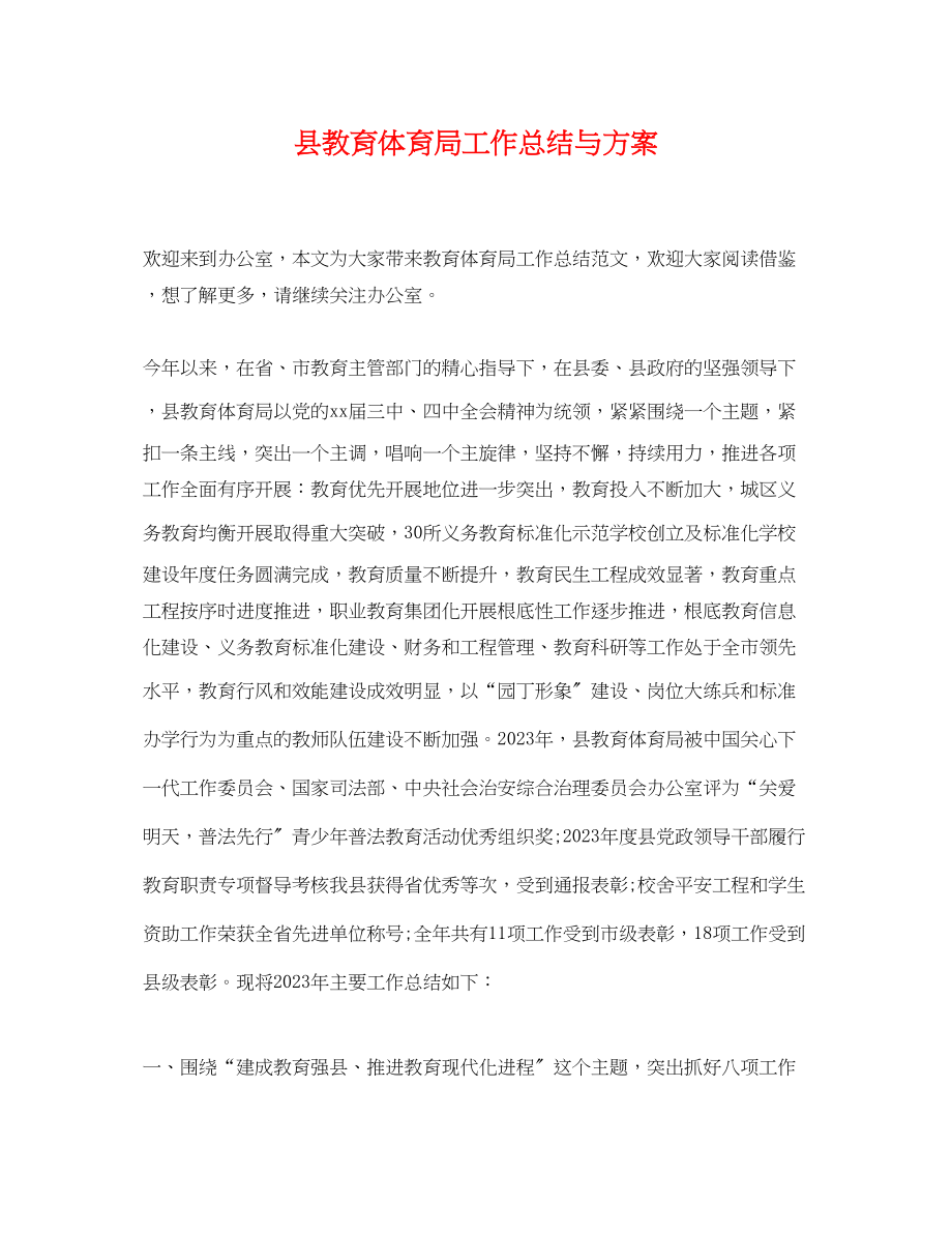 2023年县工作总结与计划.docx_第1页