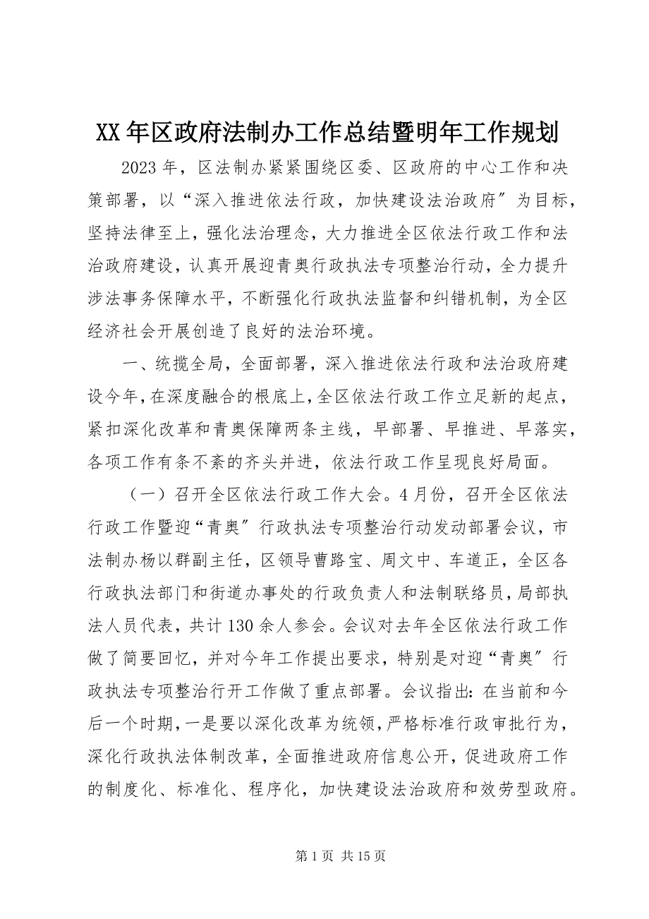 2023年区政府法制办工作总结暨明工作规划.docx_第1页